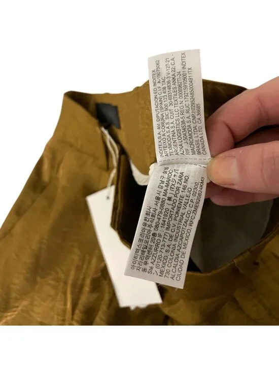 Zara Womens Satin Trousers Pants Medium Caramel Wide Leg High Waist 7965/556 NWT - Picture 8 of 13